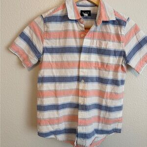 Place Kids Striped Button-Down Shirt - Blue and Peach